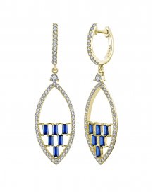 BAGUETTE COLORED STONE DIAMOND DANGLING (VE428)