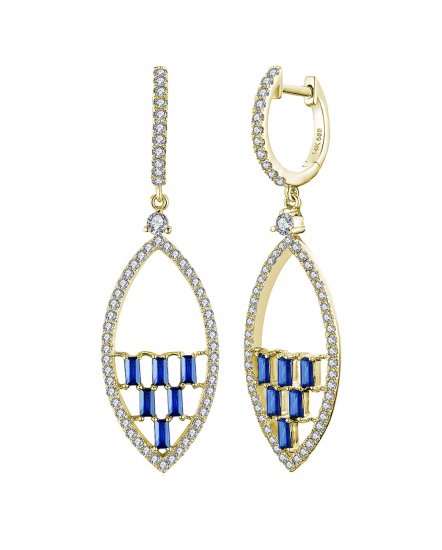 BAGUETTE COLORED STONE DIAMOND DANGLING (VE428)