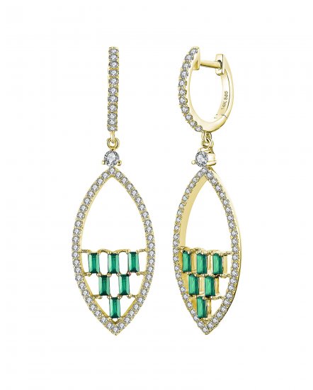 BAGUETTE COLORED STONE DIAMOND DANGLING (VE428)