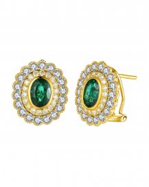 OVAL EMERALD DIAMOND OMEGA BACK (VE438)