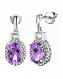 OVAL AMETHYST DIAMOND DANGLING (VE481)