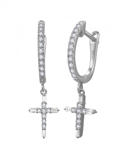 CROSS BAGUETTE DIAMOND DANGLING (VE501B)
