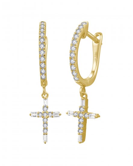 CROSS BAGUETTE DIAMOND DANGLING (VE501B)