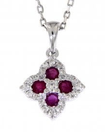 CLOVER STYLE COLORED STONE DIAMOND PENDANT (VP291)