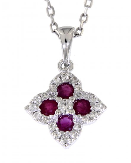 CLOVER STYLE COLORED STONE DIAMOND PENDANT (VP291)