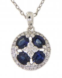 ROUND COLORED STONE DIAMOND PENDANT (VP312)