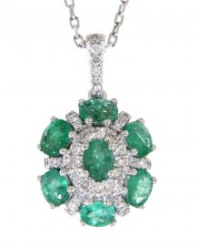 OVAL COLORED STONE DIAMOND PENDANT (VP315)