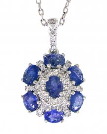 OVAL COLORED STONE DIAMOND PENDANT (VP315)