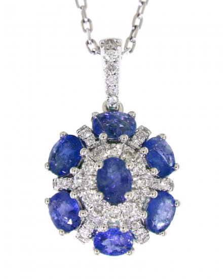 OVAL COLORED STONE DIAMOND PENDANT (VP315)
