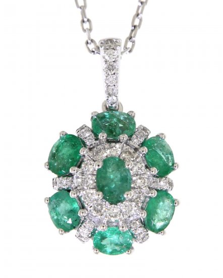 OVAL COLORED STONE DIAMOND PENDANT (VP315)