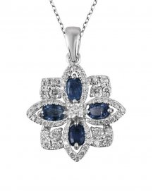 FLORAL STYLE COLORED STONE  DIAMOND PENDANT (VP316)