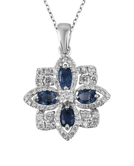 FLORAL STYLE COLORED STONE  DIAMOND PENDANT (VP316)
