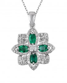 FLORAL STYLE COLORED STONE  DIAMOND PENDANT (VP316)