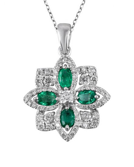 FLORAL STYLE COLORED STONE  DIAMOND PENDANT (VP316)