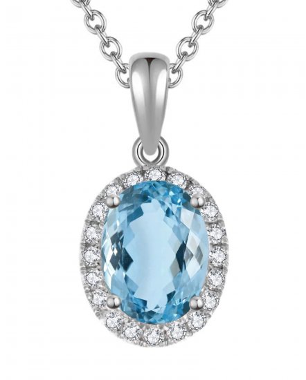 OVAL COLORED STONE DIAMOND PENDANT (VP374)