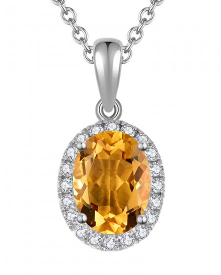 OVAL COLORED STONE DIAMOND PENDANT (VP374)