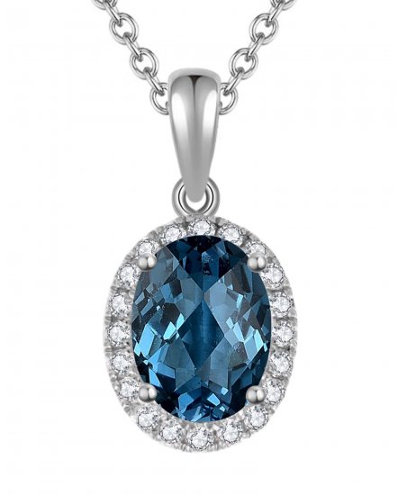 OVAL COLORED STONE DIAMOND PENDANT (VP374)