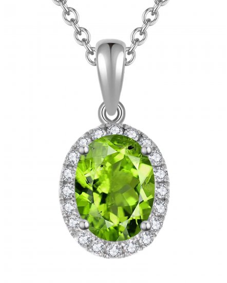 OVAL COLORED STONE DIAMOND PENDANT (VP374)
