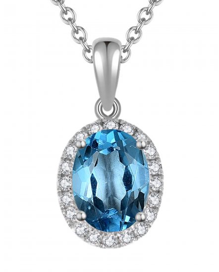 OVAL COLORED STONE DIAMOND PENDANT (VP374)