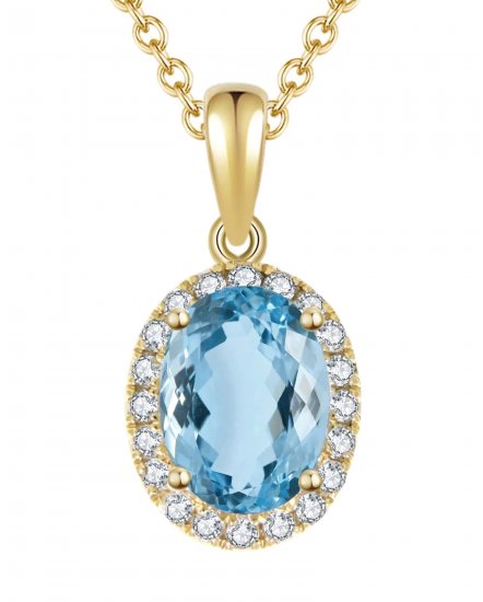 OVAL COLORED STONE DIAMOND PENDANT (VP374)