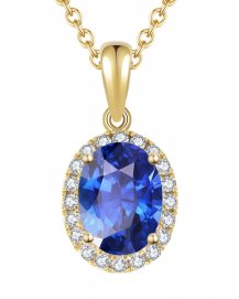 OVAL COLORED STONE DIAMOND PENDANT (VP374)