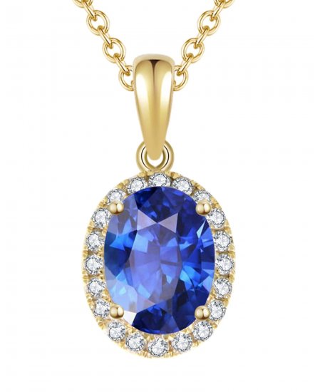 OVAL COLORED STONE DIAMOND PENDANT (VP374)
