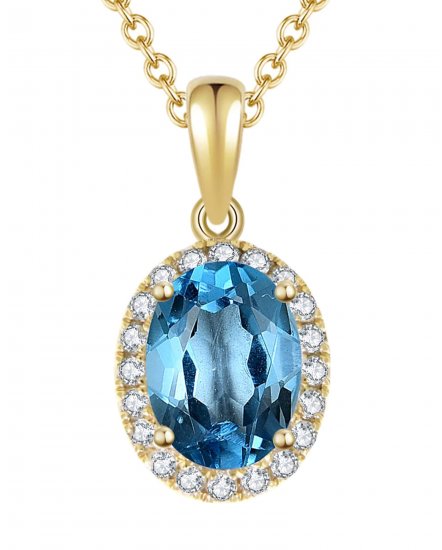 OVAL COLORED STONE DIAMOND PENDANT (VP374)