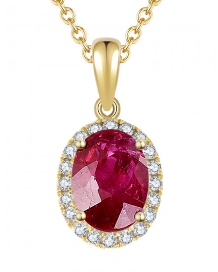 OVAL COLORED STONE DIAMOND PENDANT (VP374)
