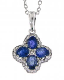 CLOVER STYLE COLORED STONE DIAMOND PENDANT (VP387)