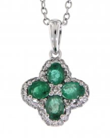 CLOVER STYLE COLORED STONE DIAMOND PENDANT (VP387)