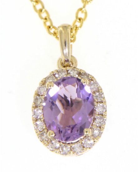 OVAL COLORED STONE DIAMOND PENDANT (VP405)