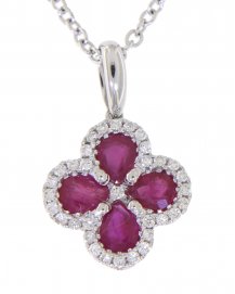 CLOVER STYLE COLORED STONE DIAMOND PENDANT (VP409)