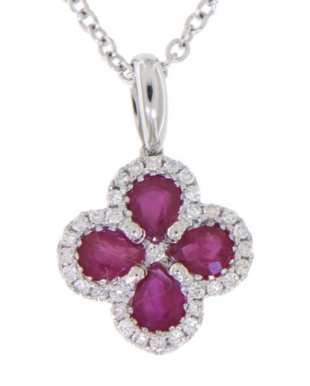 CLOVER STYLE COLORED STONE DIAMOND PENDANT (VP409)