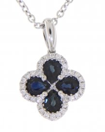 CLOVER STYLE COLORED STONE DIAMOND PENDANT (VP409)