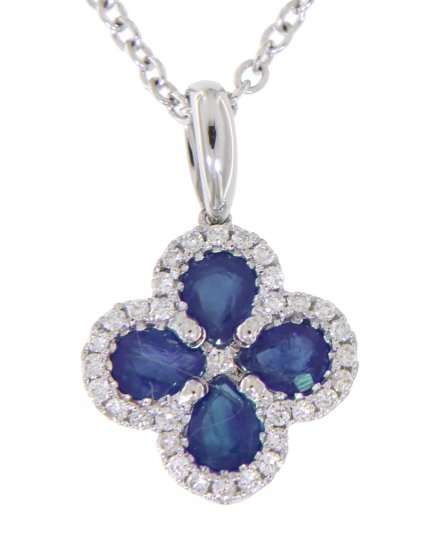 CLOVER STYLE COLORED STONE DIAMOND PENDANT (VP409)