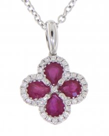 CLOVER STYLE COLORED STONE DIAMOND PENDANT (VP409)