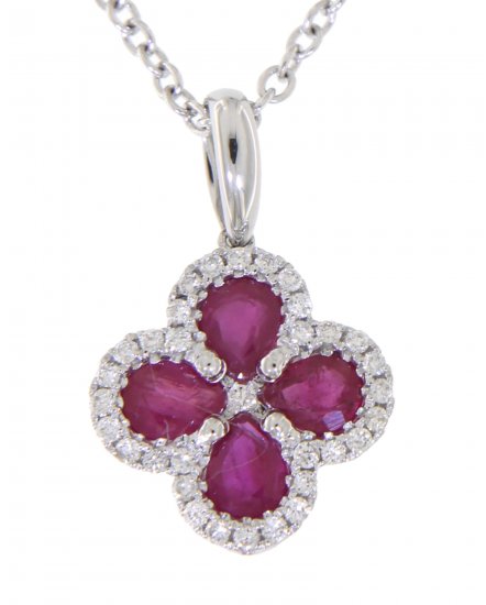 CLOVER STYLE COLORED STONE DIAMOND PENDANT (VP409)
