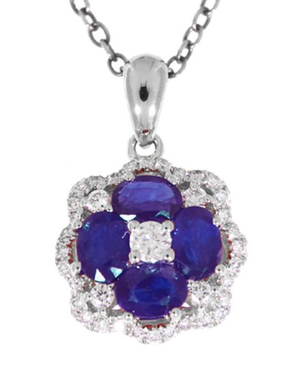 FLORAL STYLE COLORED STONE DIAMOND PENDANT (VP410)