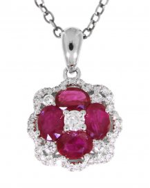 FLORAL STYLE COLORED STONE DIAMOND PENDANT (VP410)