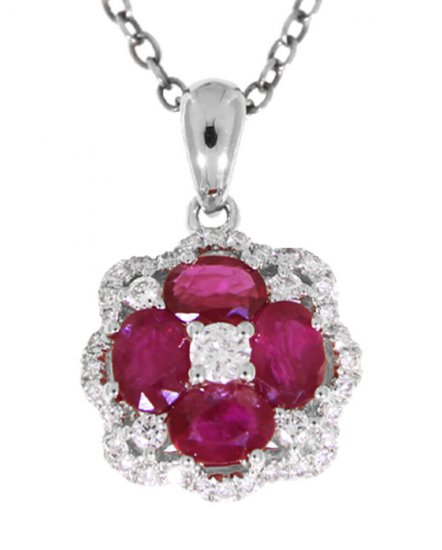 FLORAL STYLE COLORED STONE DIAMOND PENDANT (VP410)