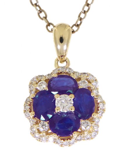 FLORAL STYLE COLORED STONE DIAMOND PENDANT (VP410)
