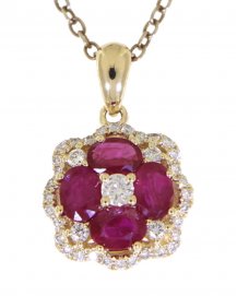 FLORAL STYLE COLORED STONE DIAMOND PENDANT (VP410)