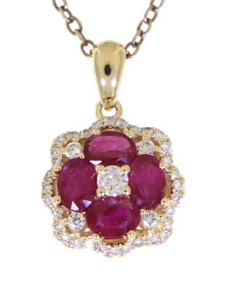FLORAL STYLE COLORED STONE DIAMOND PENDANT (VP410)