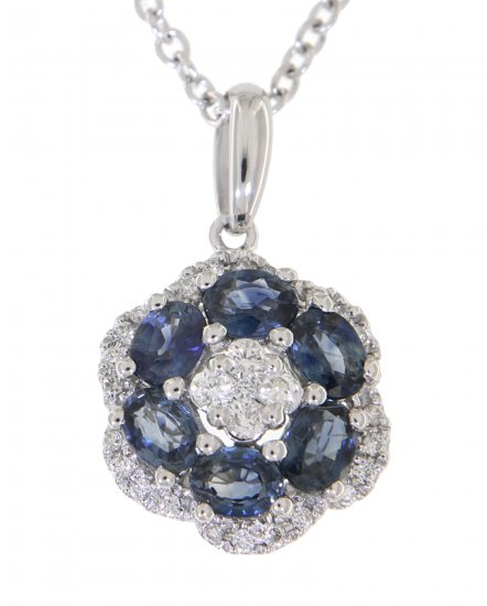 FLORAL STYLE COLORED STONE DIAMOND PENDANT (VP413)