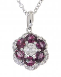 FLORAL STYLE COLORED STONE DIAMOND PENDANT (VP413)