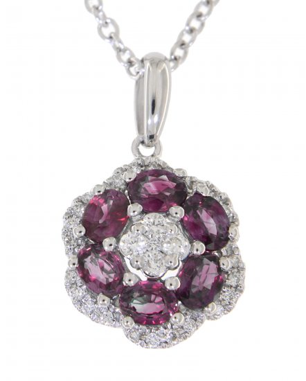FLORAL STYLE COLORED STONE DIAMOND PENDANT (VP413)
