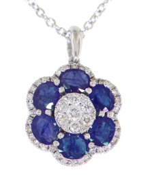 FLORAL STYLE COLORED STONE DIAMOND PENDANT (VP418)