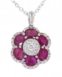 FLORAL STYLE COLORED STONE DIAMOND PENDANT (VP418)