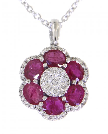FLORAL STYLE COLORED STONE DIAMOND PENDANT (VP418)
