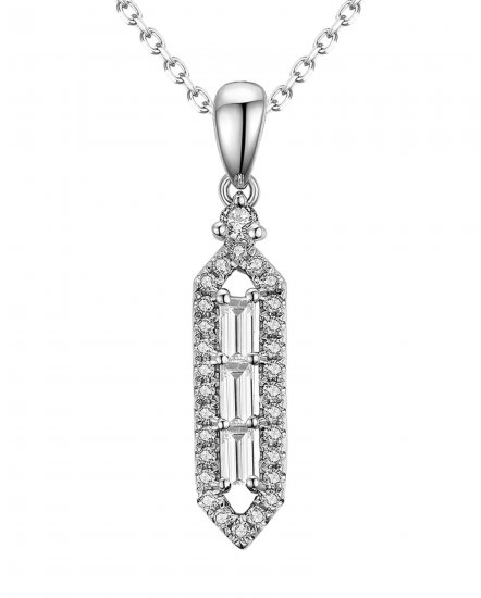 HEXAGON STYLE COLORED STONE DIAMOND PENDANT (VP426)